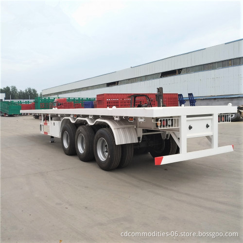 Low price Trailer New 3 Axle 20ft 40ft Container Flatbed Semi Trailer For Sale